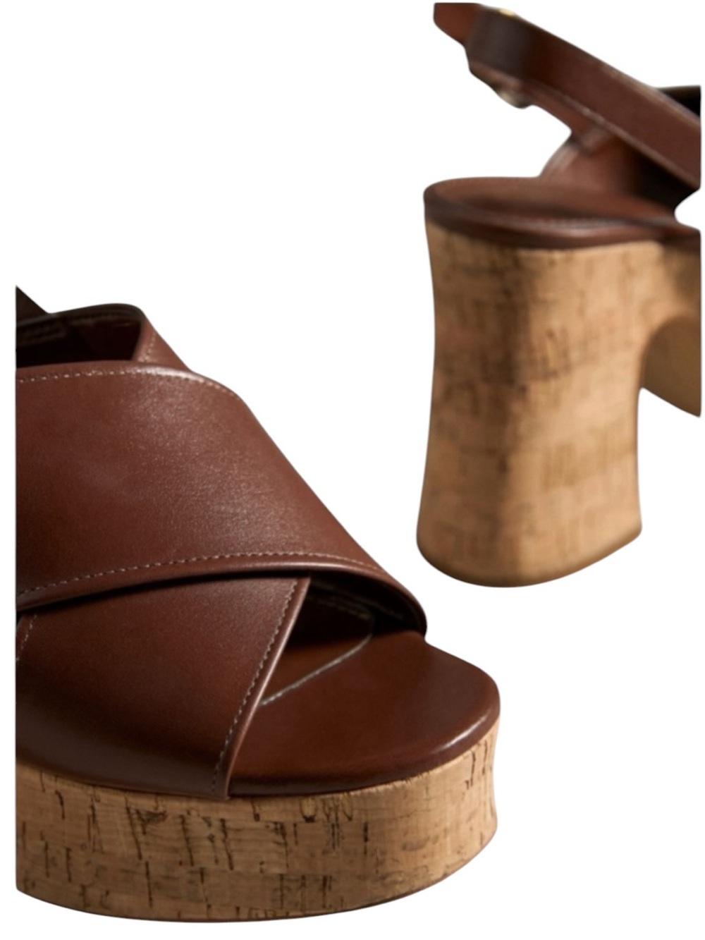 ANTHROPOLOGIE NWT Brown Cross Strap platform Sandals in Sz 8 - Picture 3 of 5